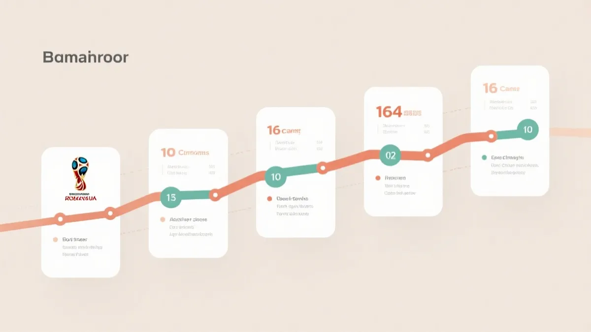 世界杯淘汰赛时间轴信息图风格，简洁排版